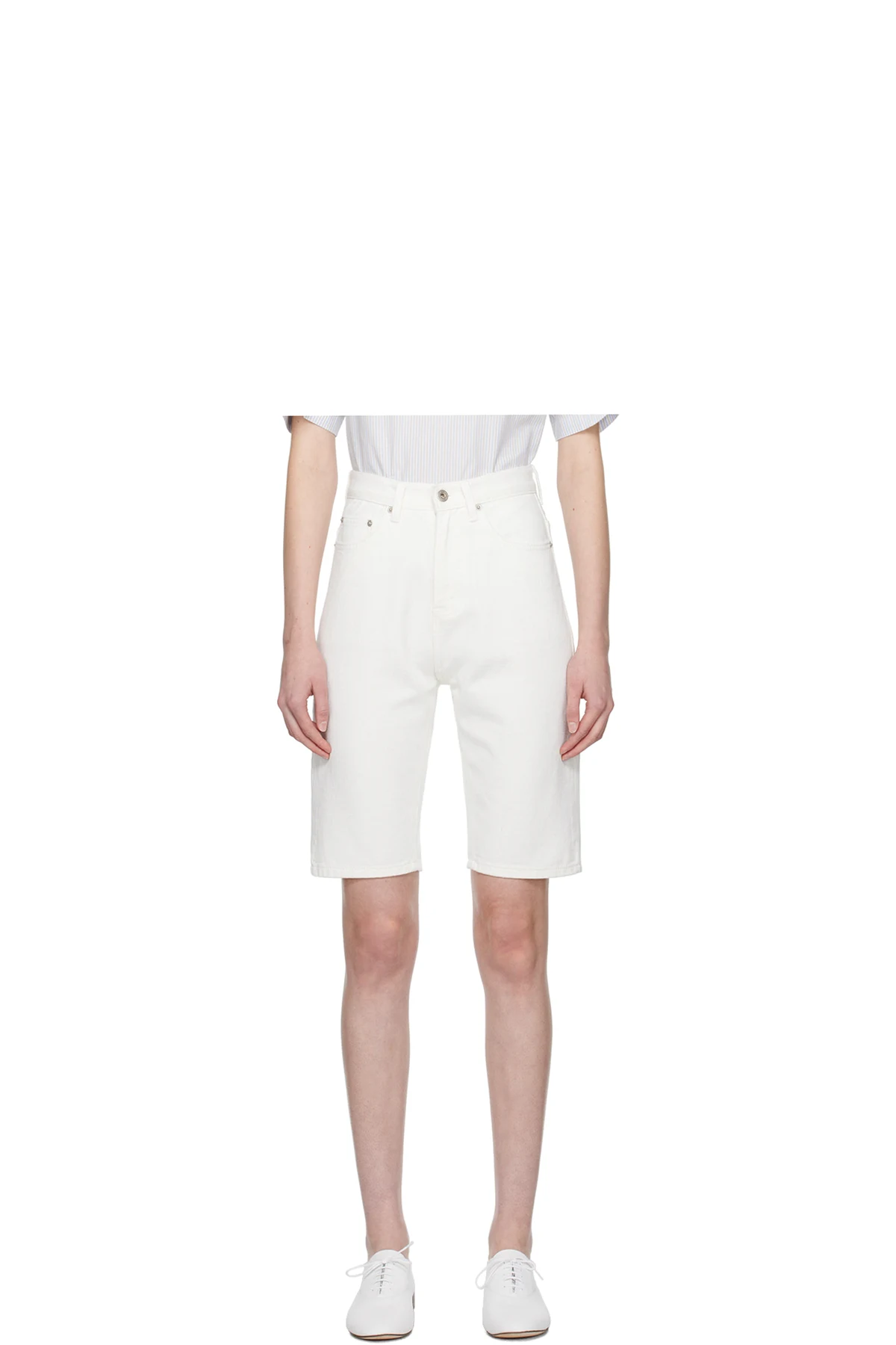 White Half White Denim Shorts