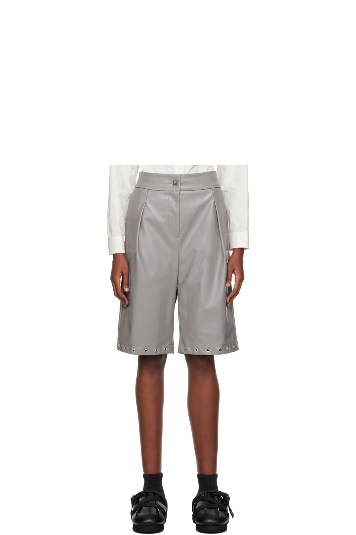 Gray Gardener Faux-Leather Shorts