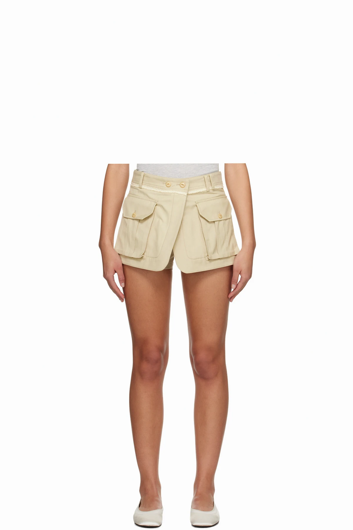 Beige Joel Wrap Shorts