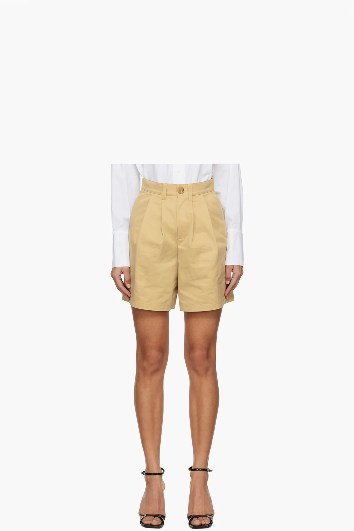 Beige Pleated Shorts