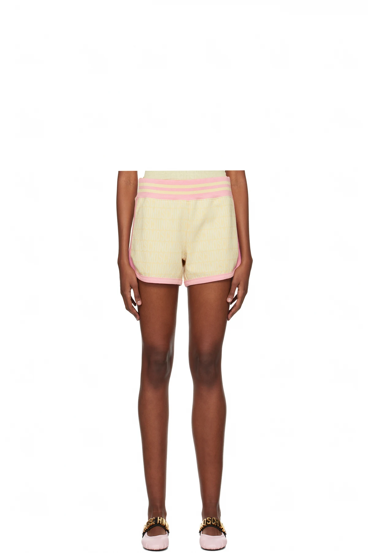 Beige Jacquard Shorts