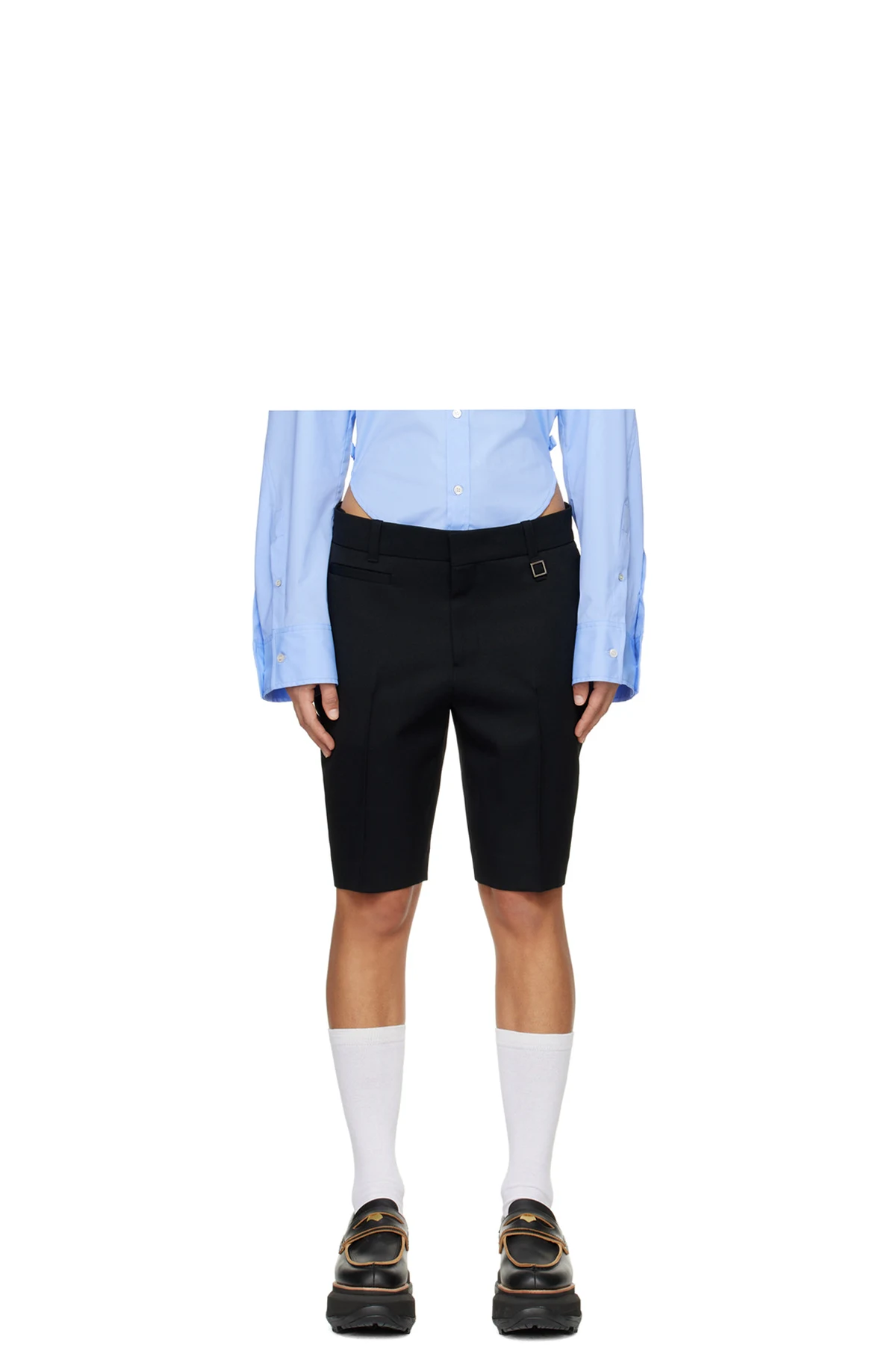 Black Creased Shorts