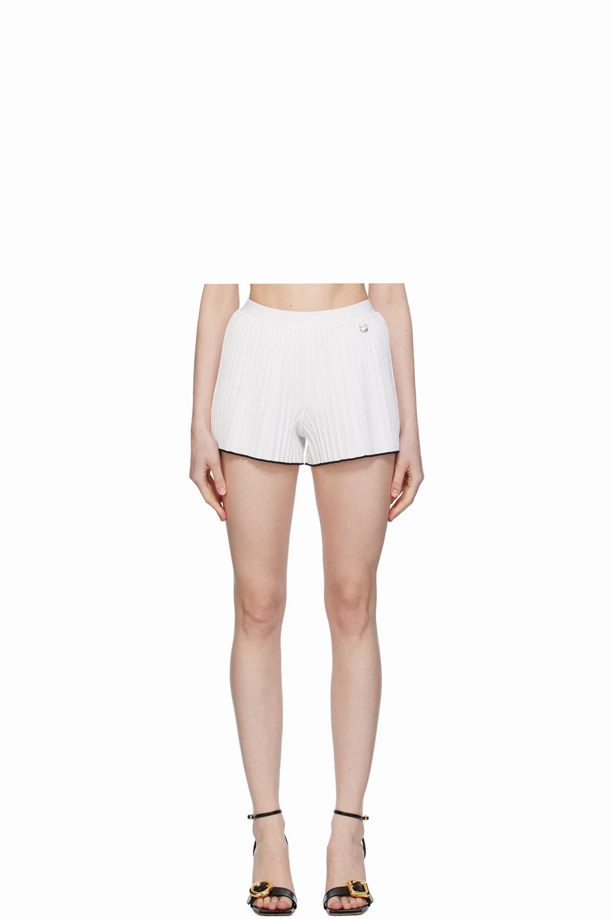 White Les Sculptures 'Le short maille plissé' Shorts