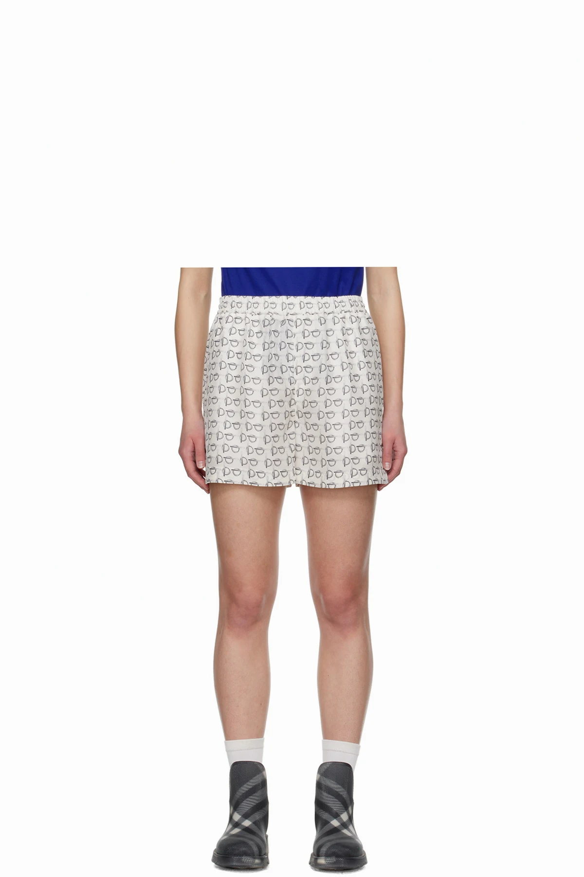 White Pattern Shorts