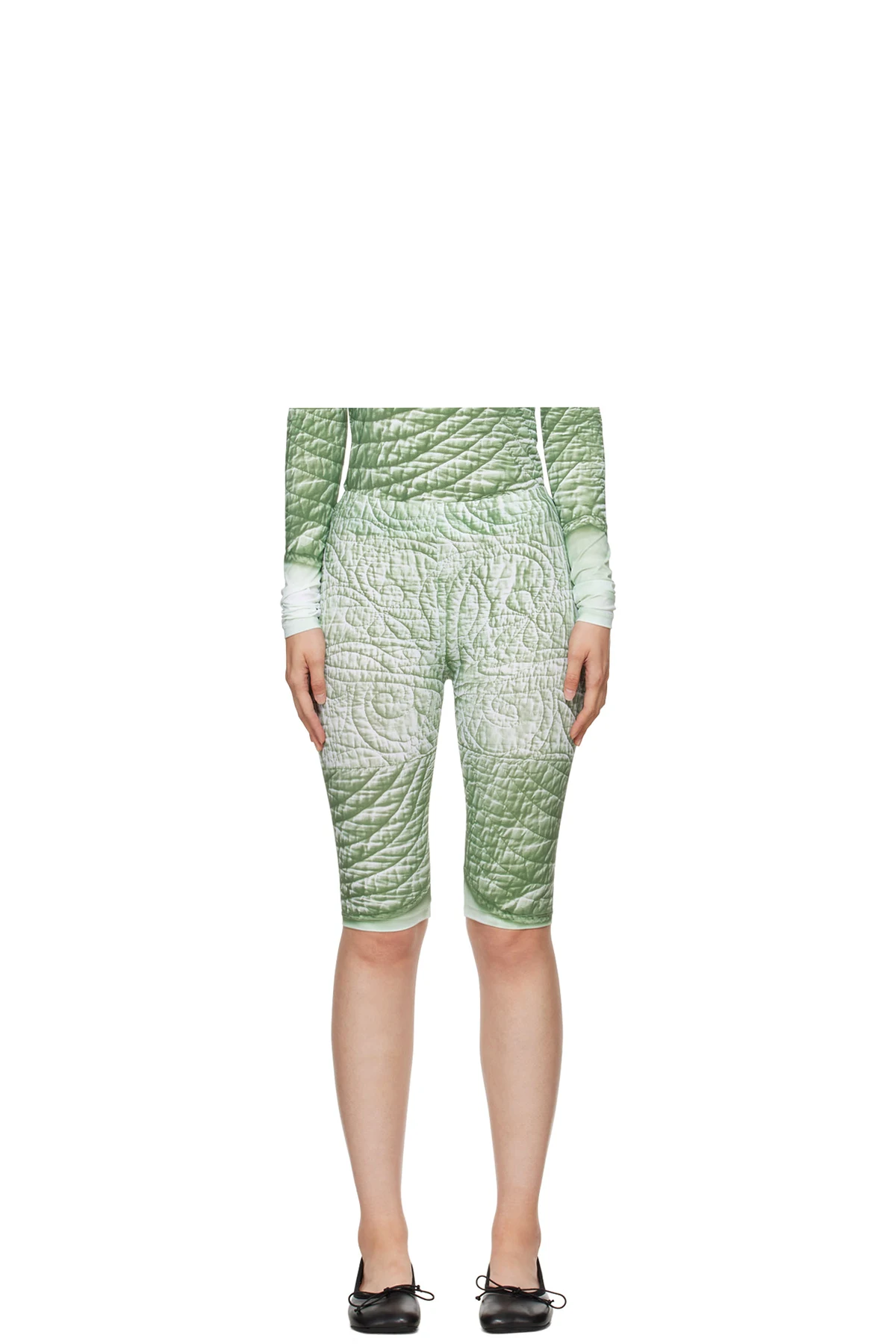 Green Trompe L'œil Shorts