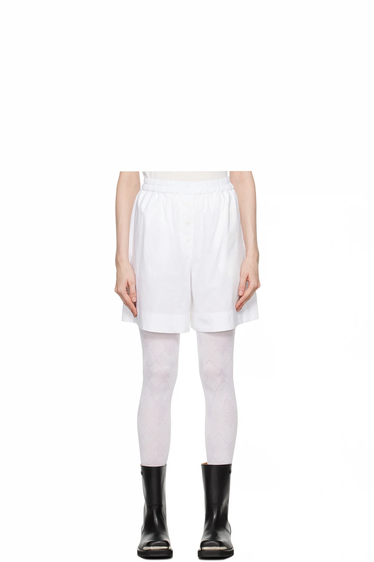 White Argyle Pyjama Shorts