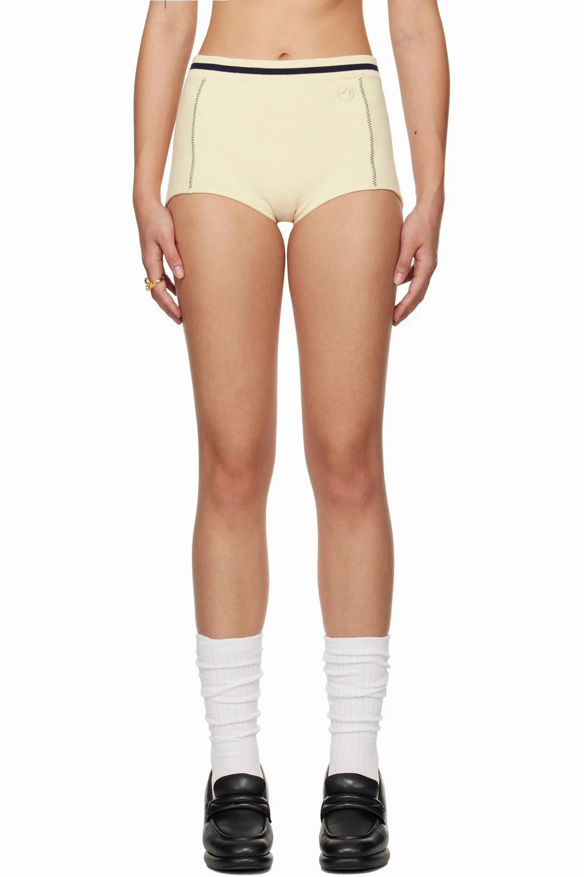 Off-White Contrast Stitch Culotte Shorts