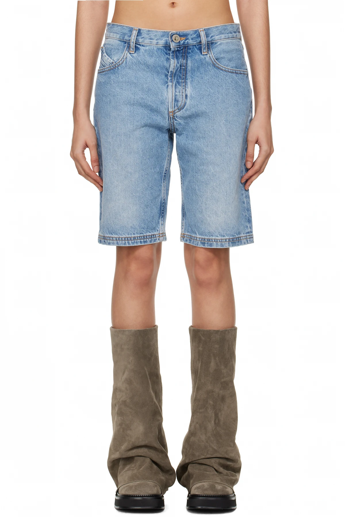 Blue Washed Denim Shorts