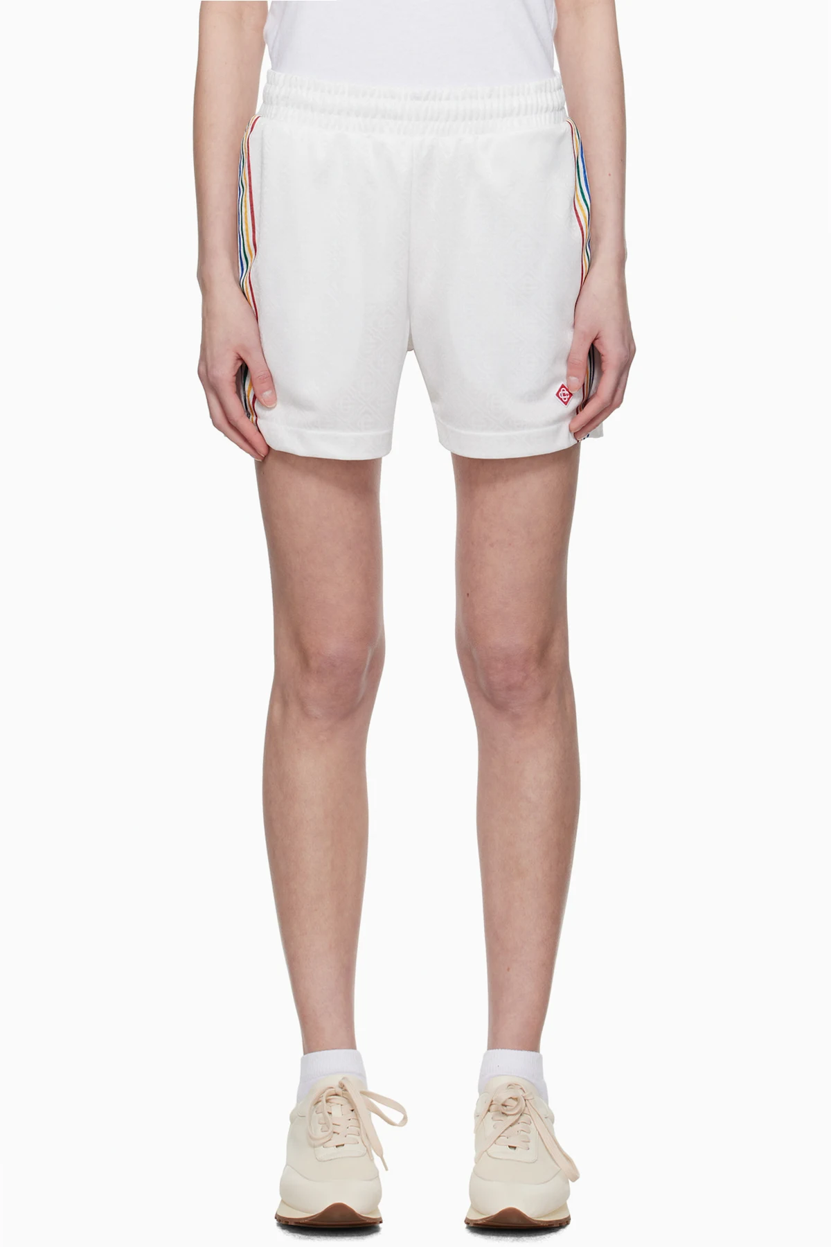 White Jacquard Monogram Football Shorts