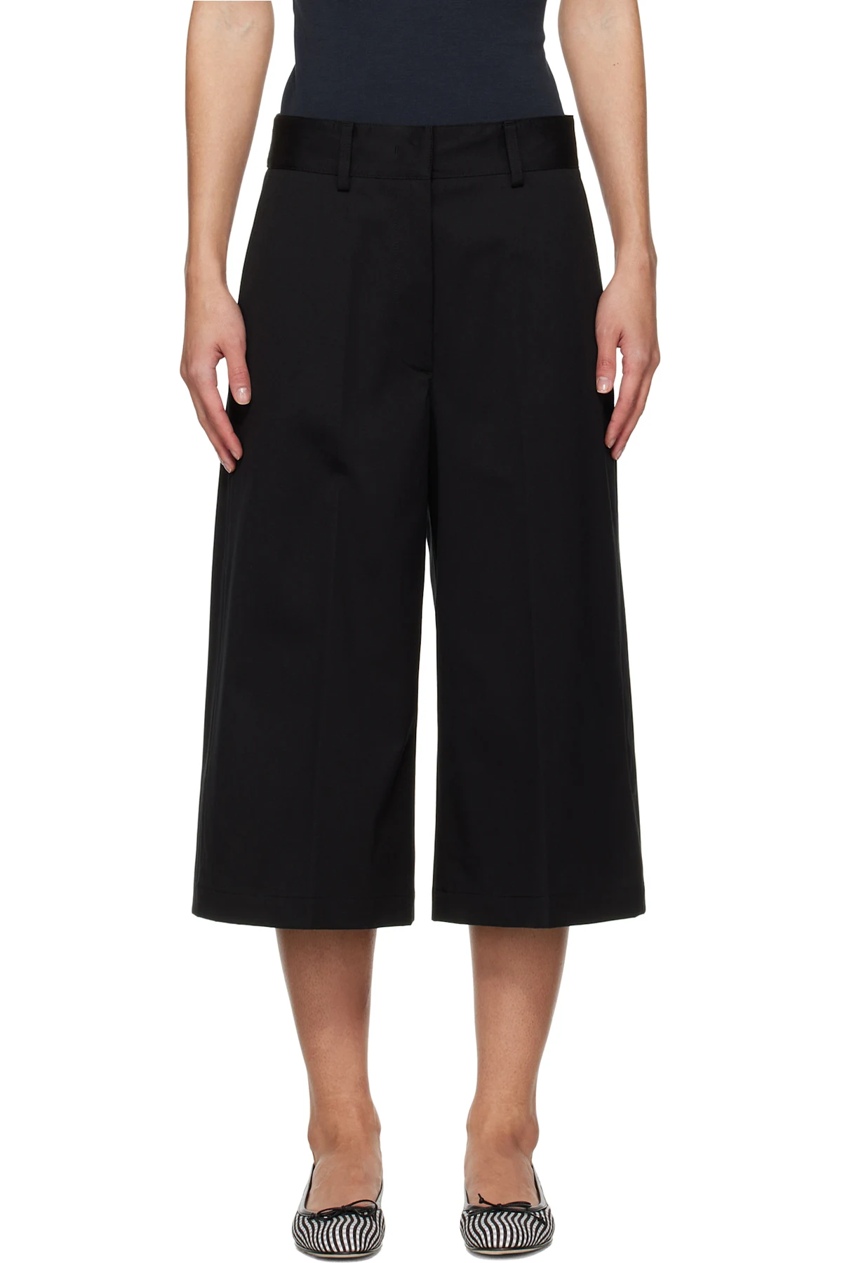 Black Cotton Bermuda Shorts