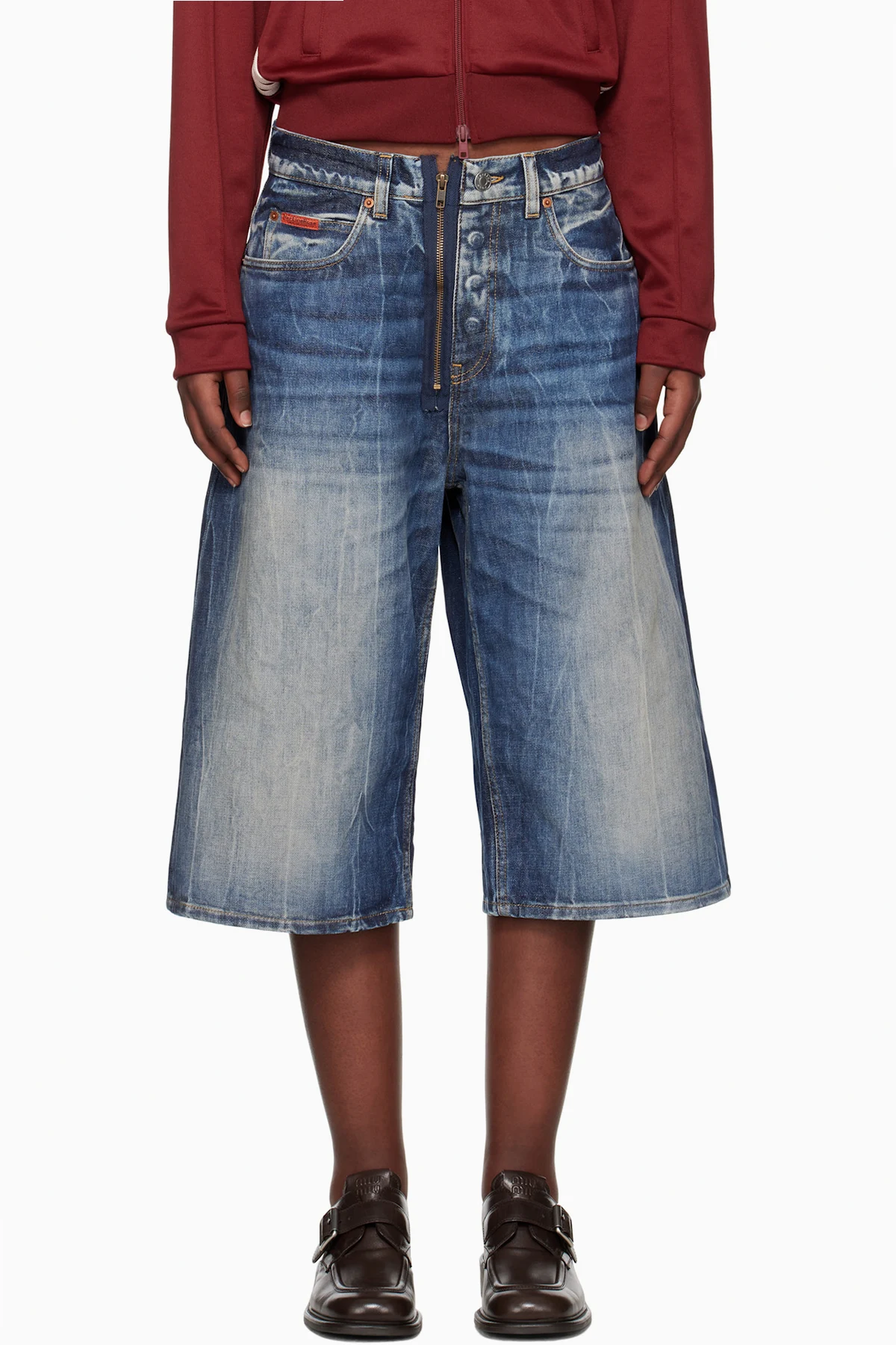 Blue Zip Denim Shorts