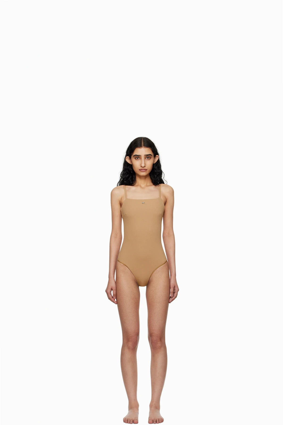 Beige Square Neck Swimsuit