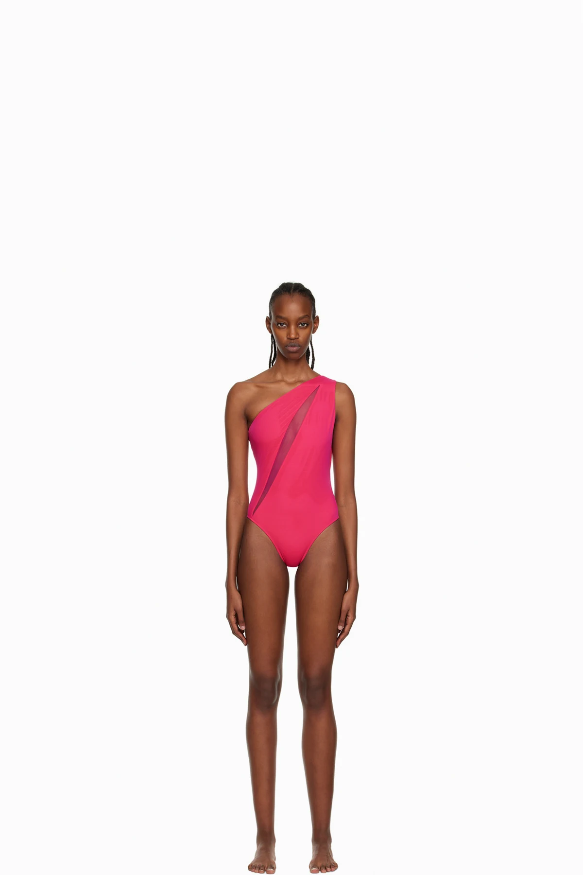Pink Slashed One-Piece Swimsuit