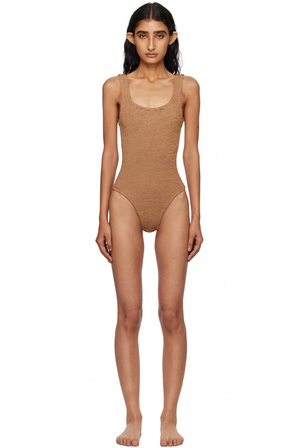 Tan Square Neck Swimsuit