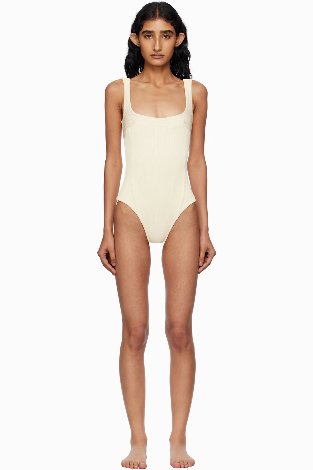 Beige Ribbed Gabi Swimsuit