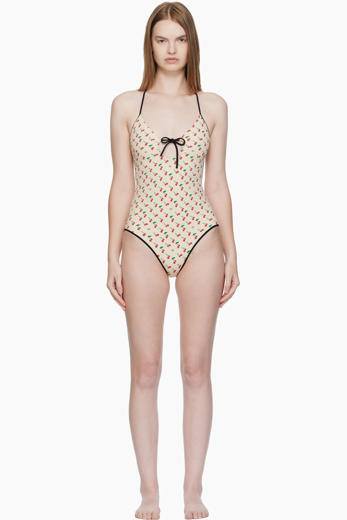 Beige Printed Swimsuit