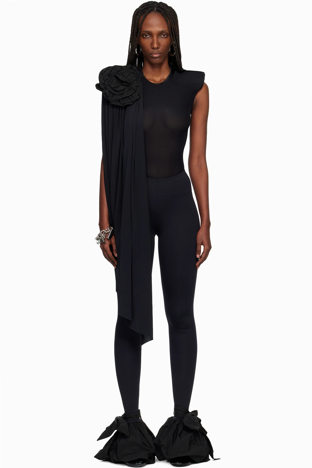 Black Draped Bodysuit