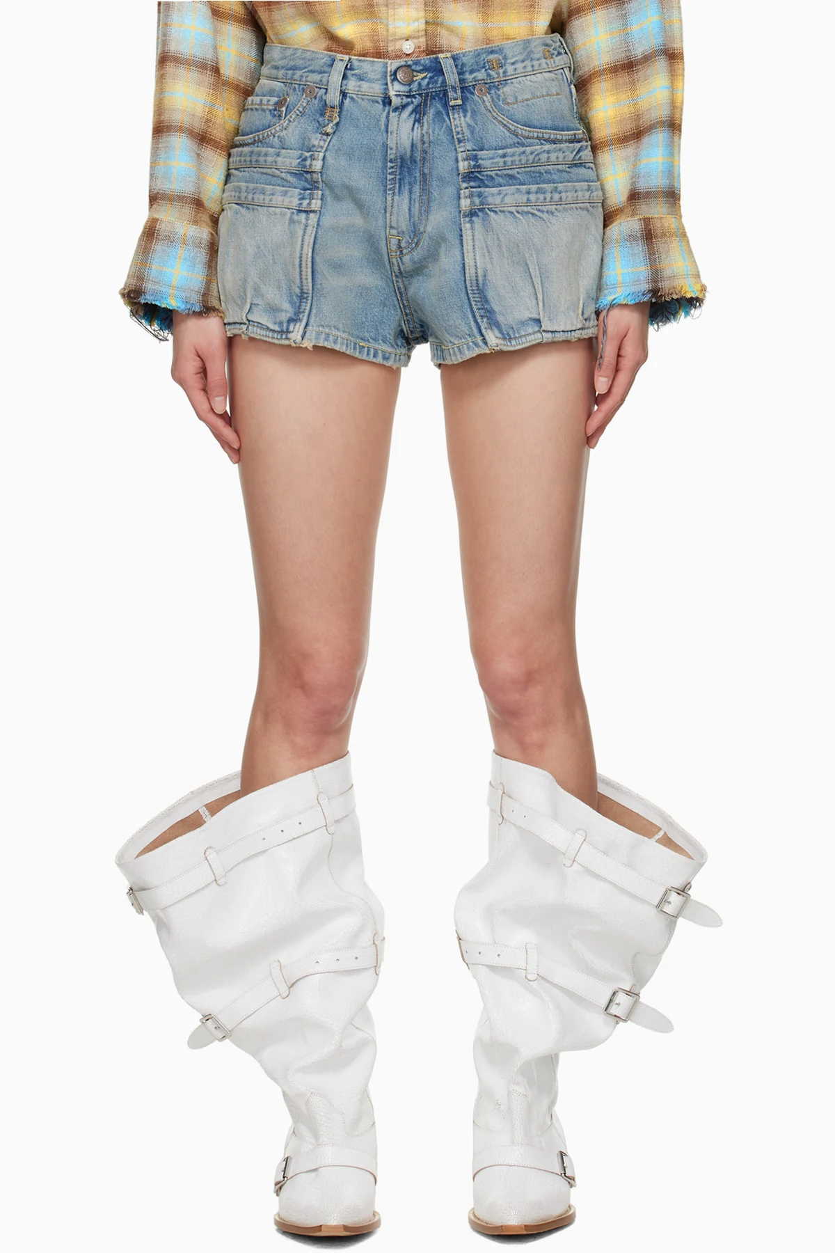 Blue Loose D'Arcy Multi Pocket Denim Shorts