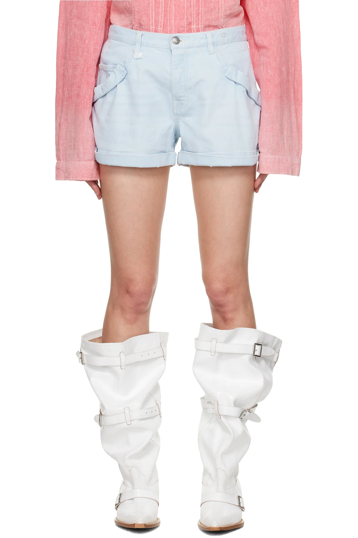 Blue Pouch Pocket Denim Shorts