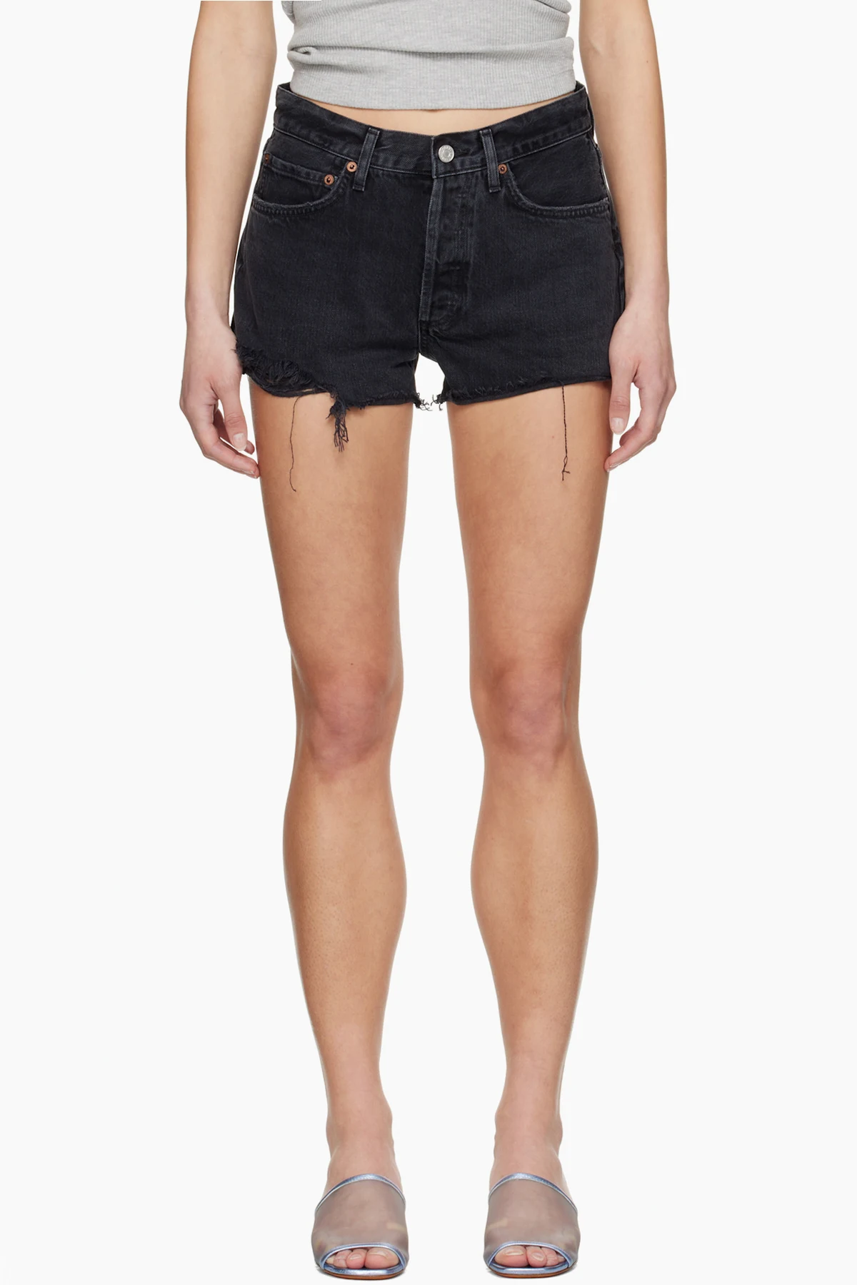 Black Parker Vintage Cut Off Denim Shorts