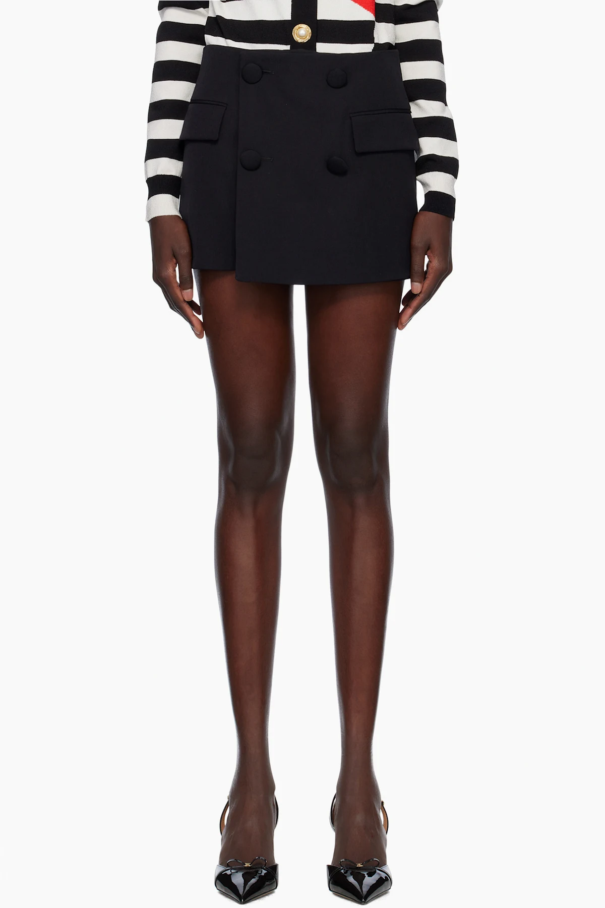 Black Buttoned 4 Pockets GDP Skort
