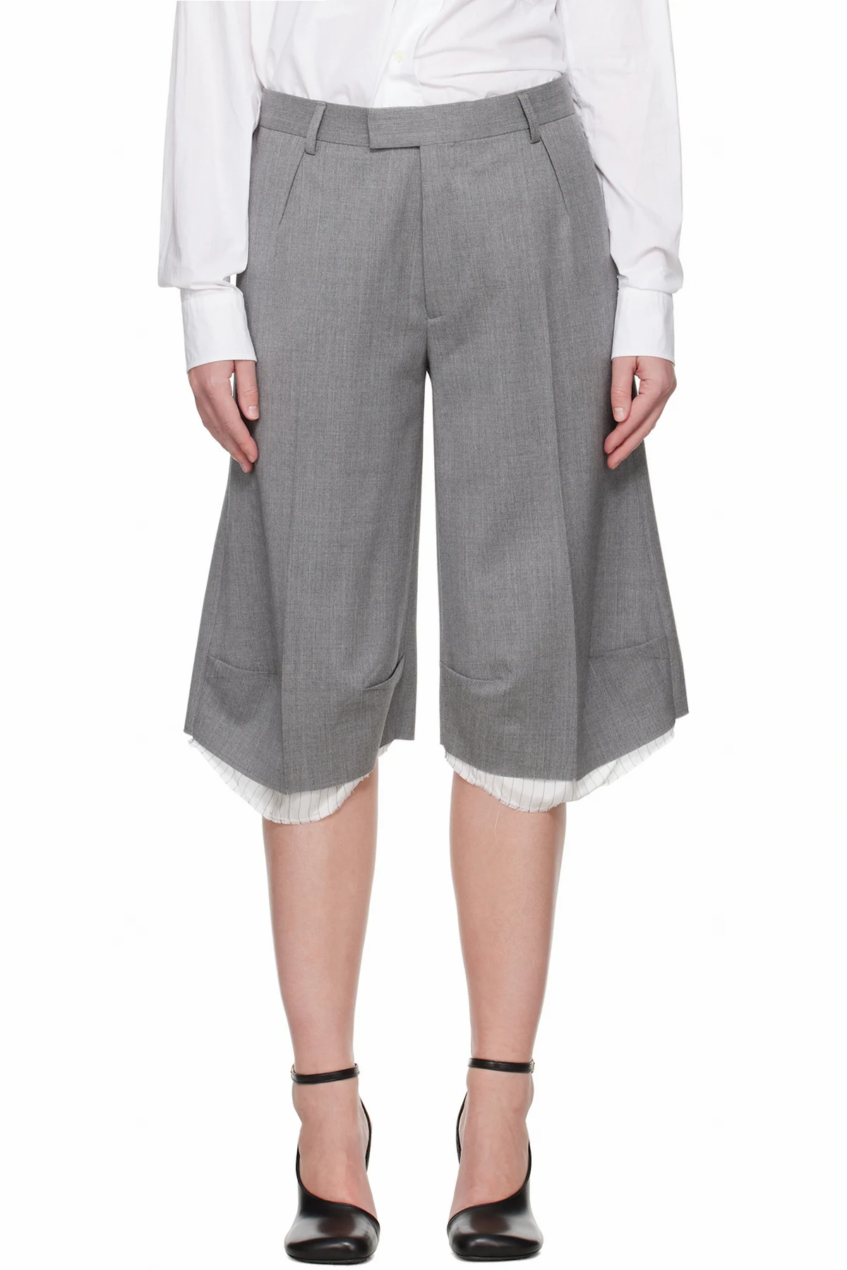 Gray Knee Tailored Shorts