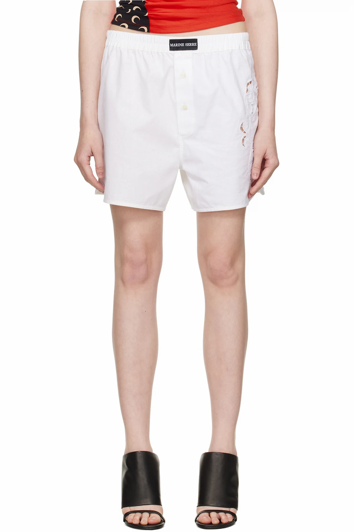White Regenerated Household Linen Shorts