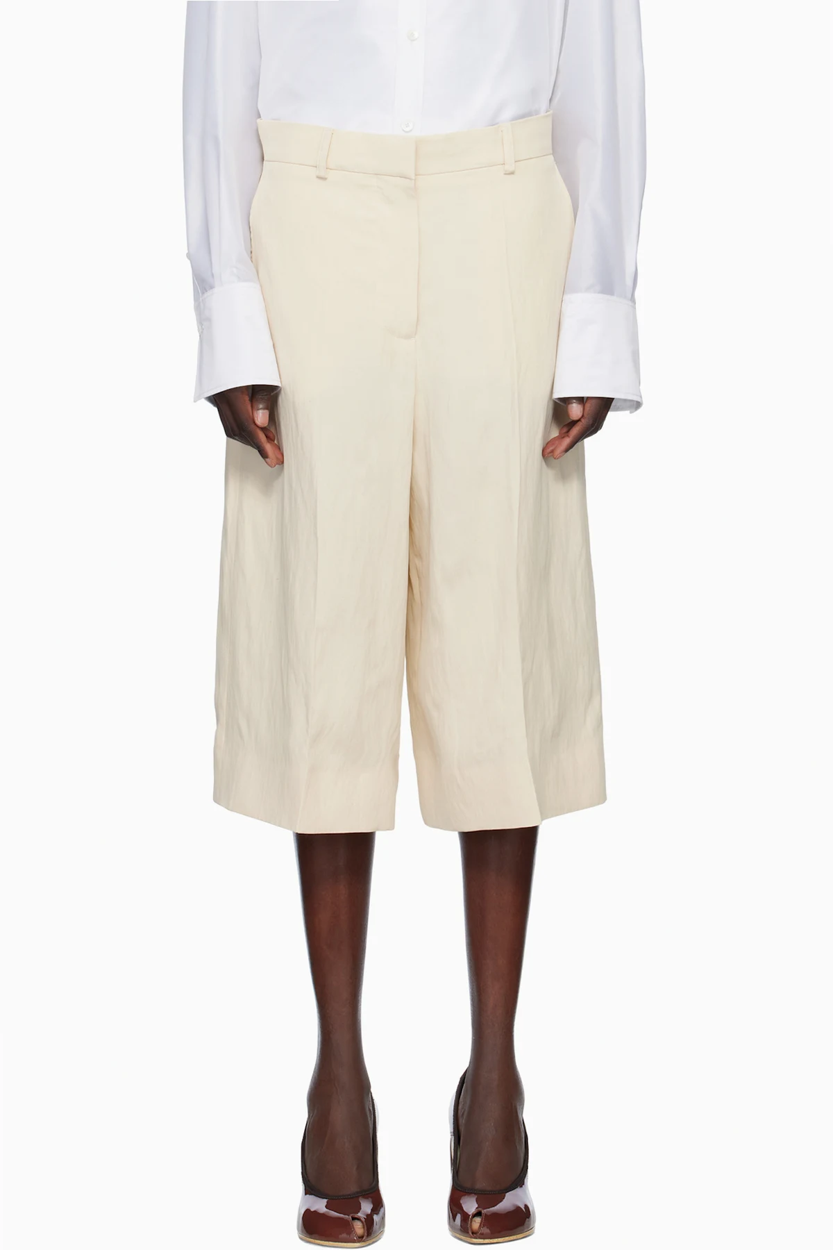 Off-White Linen Culotte Shorts