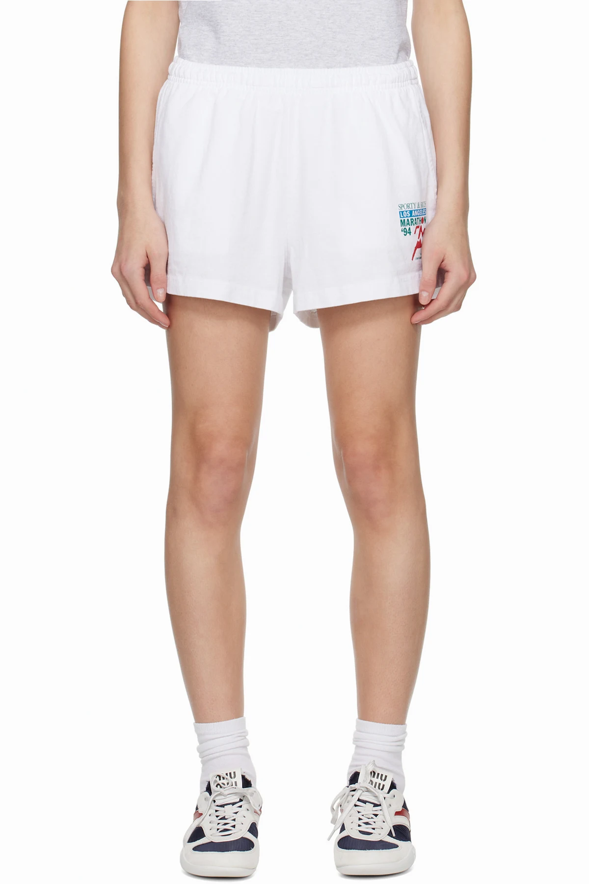 White 'LA Marathon' Disco Shorts