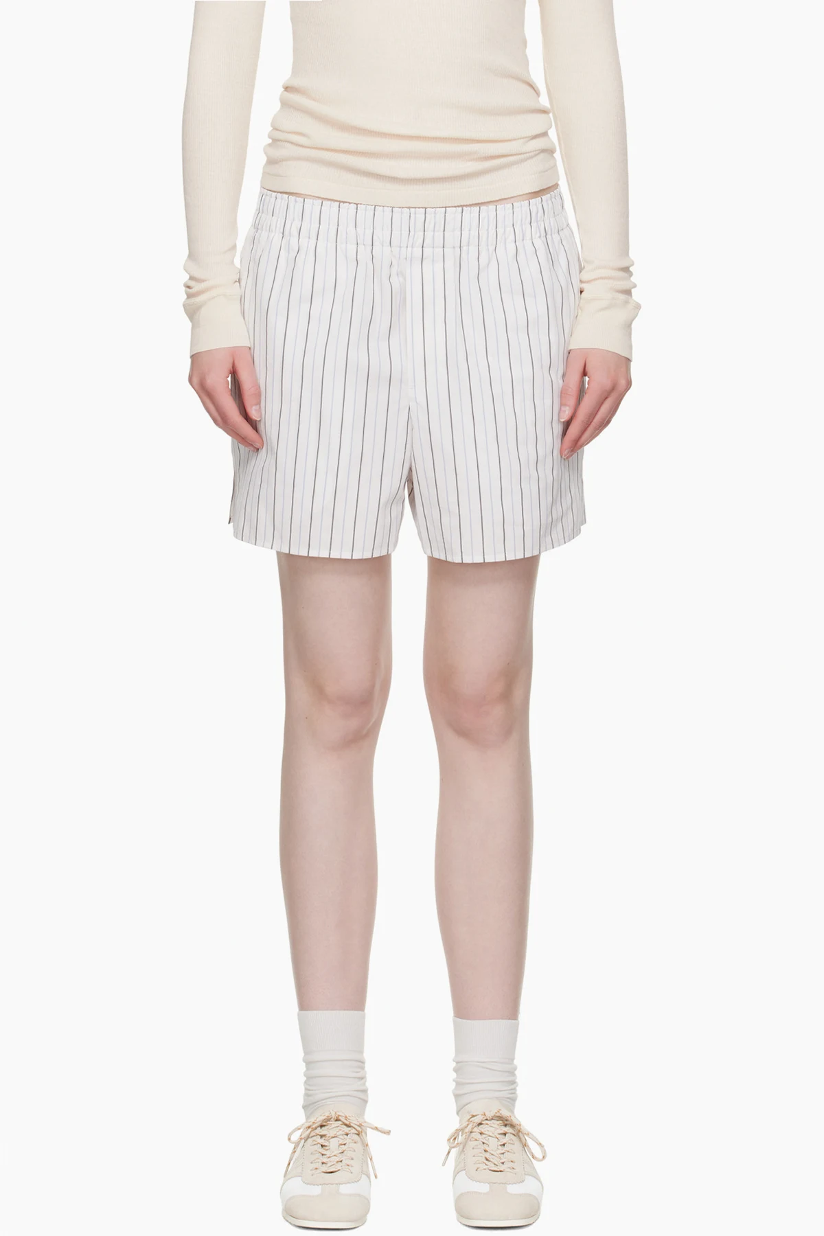 White Cotton Elasticated Shorts