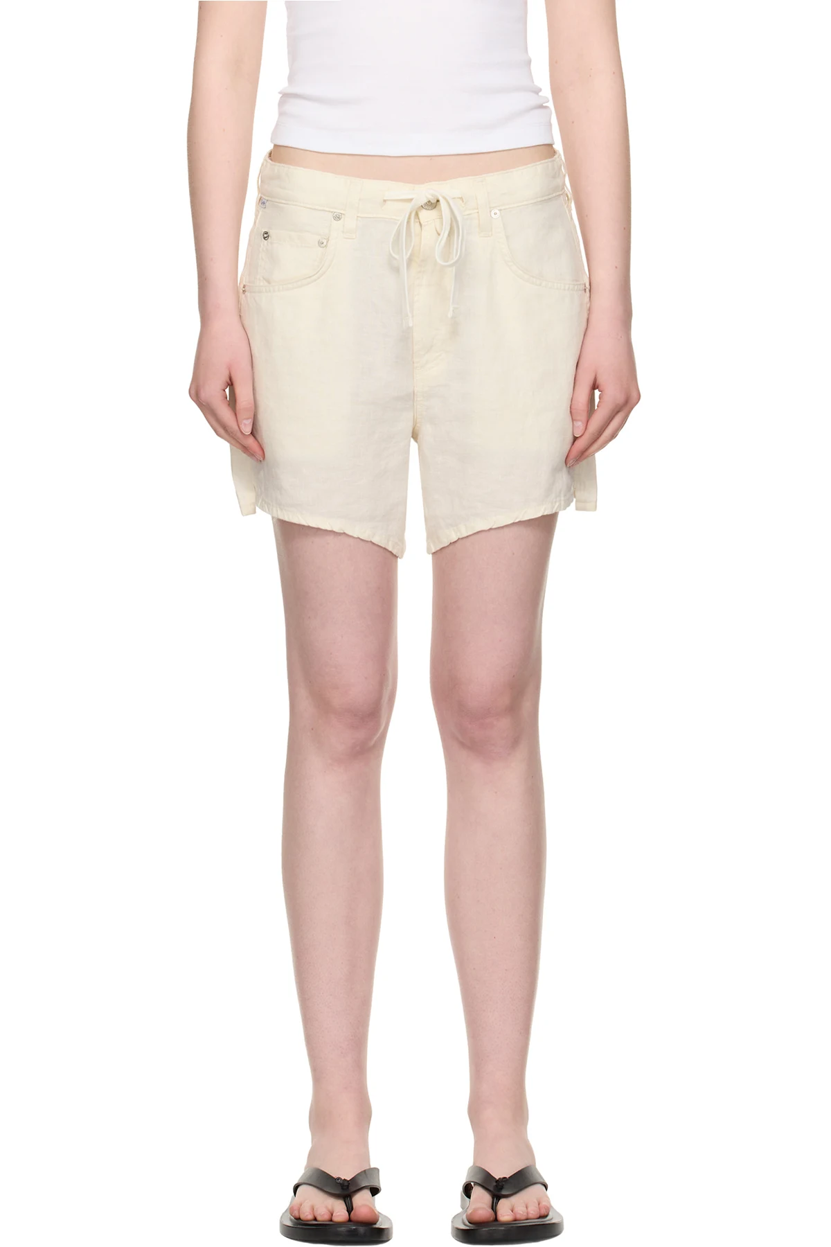 Beige Brynn Linen Shorts