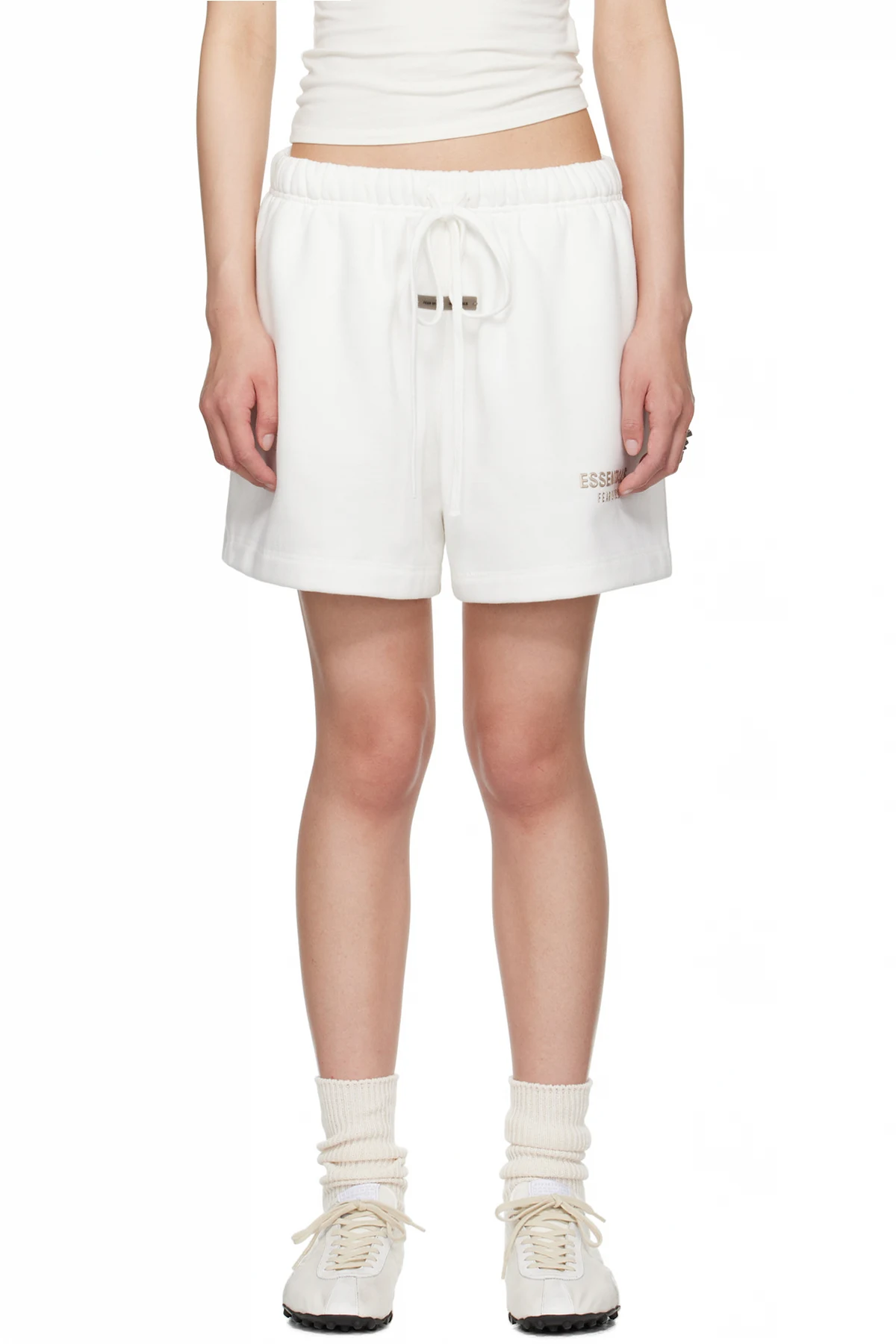 White Soccer Fleece Shorts