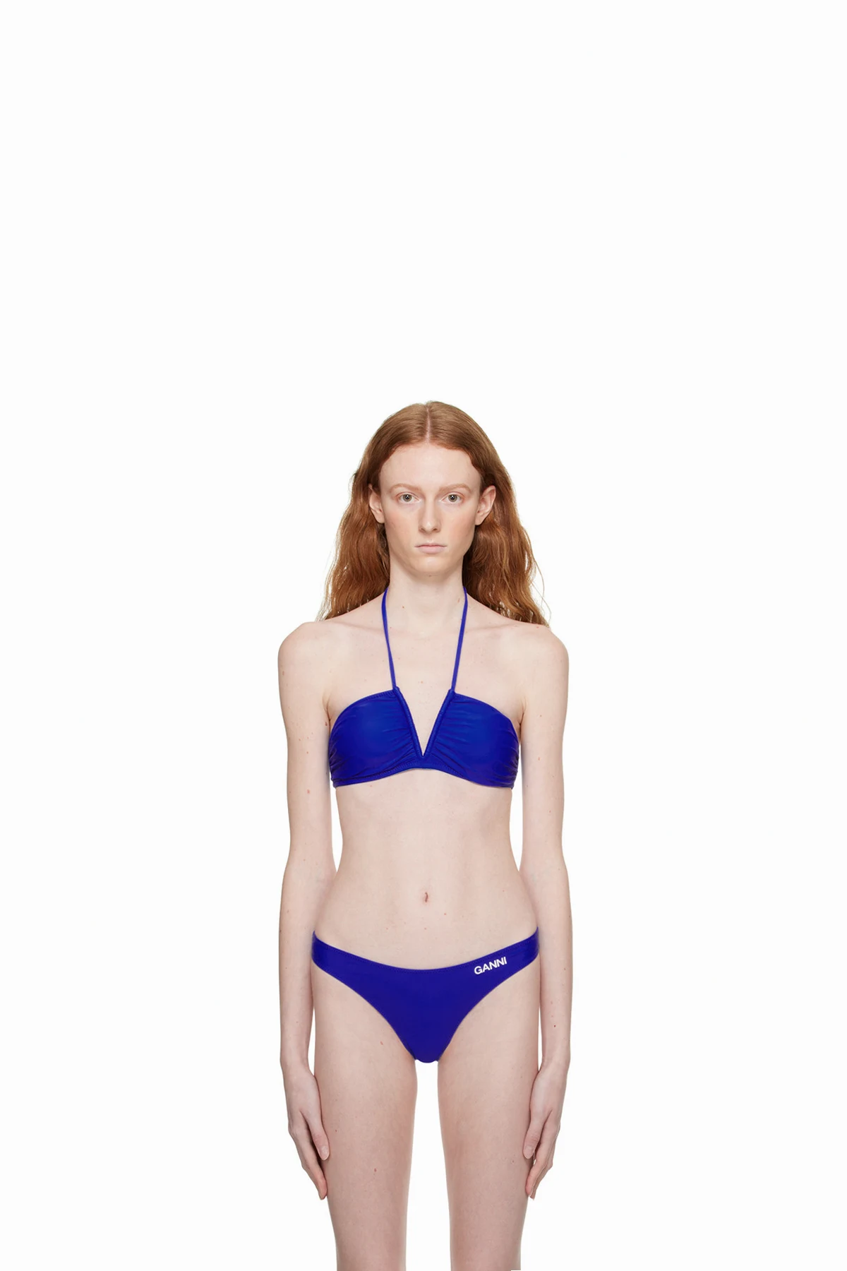 Blue Ruched Bikini Top