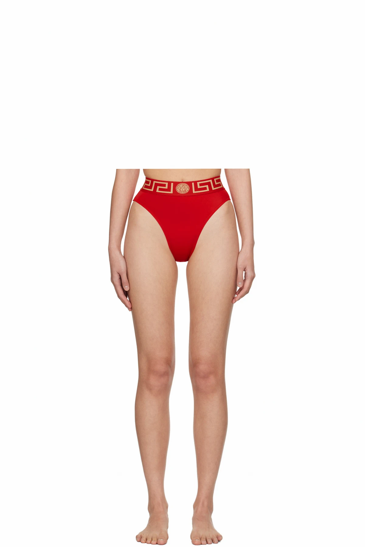 Red Greca Border Bikini Bottoms