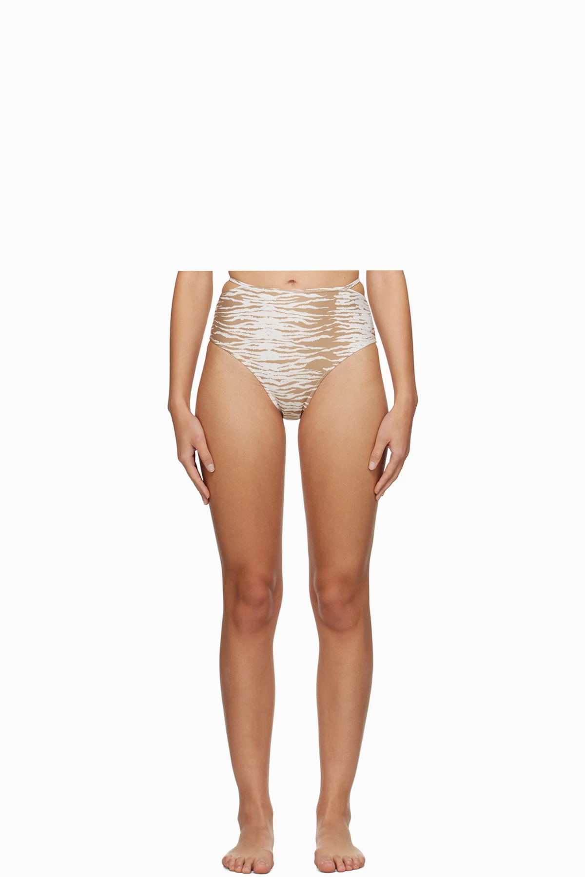 Beige Printed Bikini Bottom