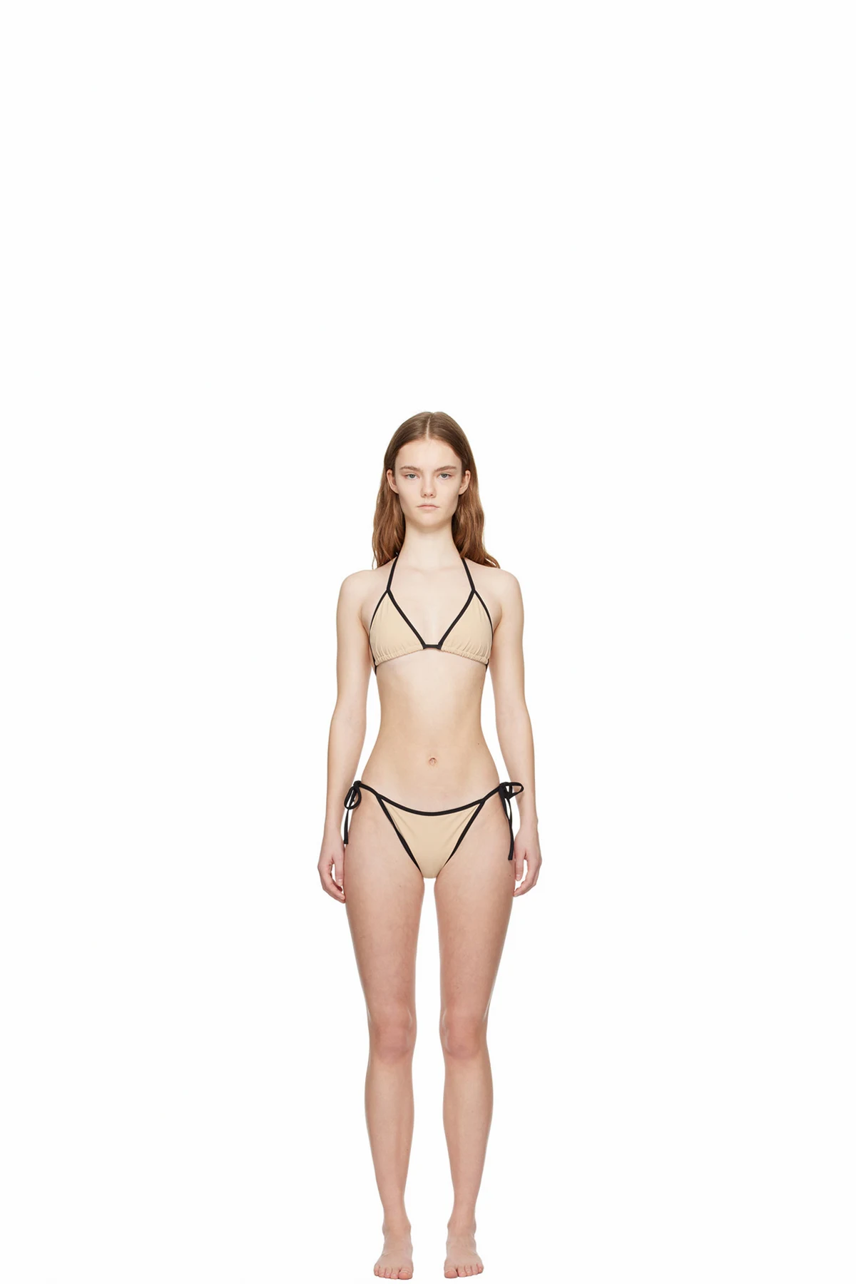 Beige Stripe Tie Bikini