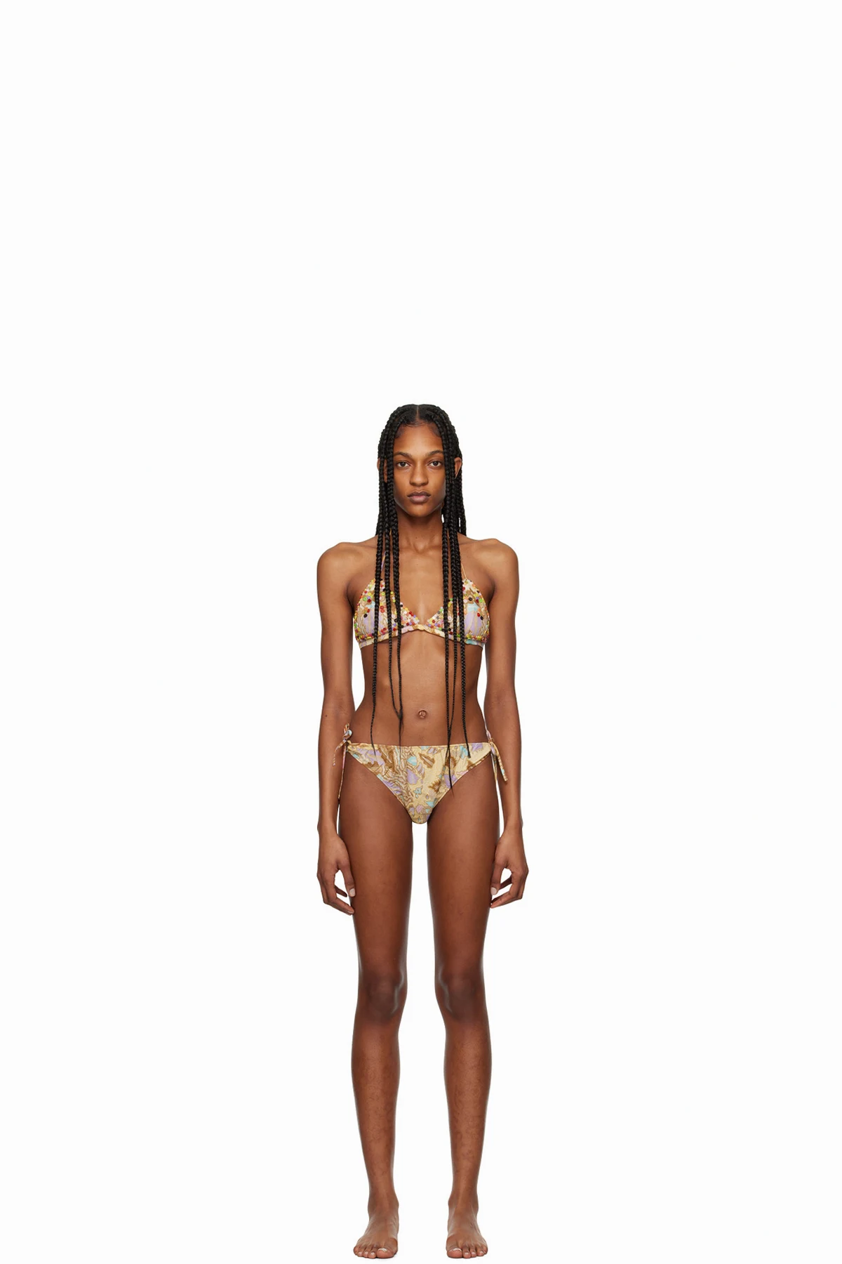 Orange & Brown Beaded Bikini