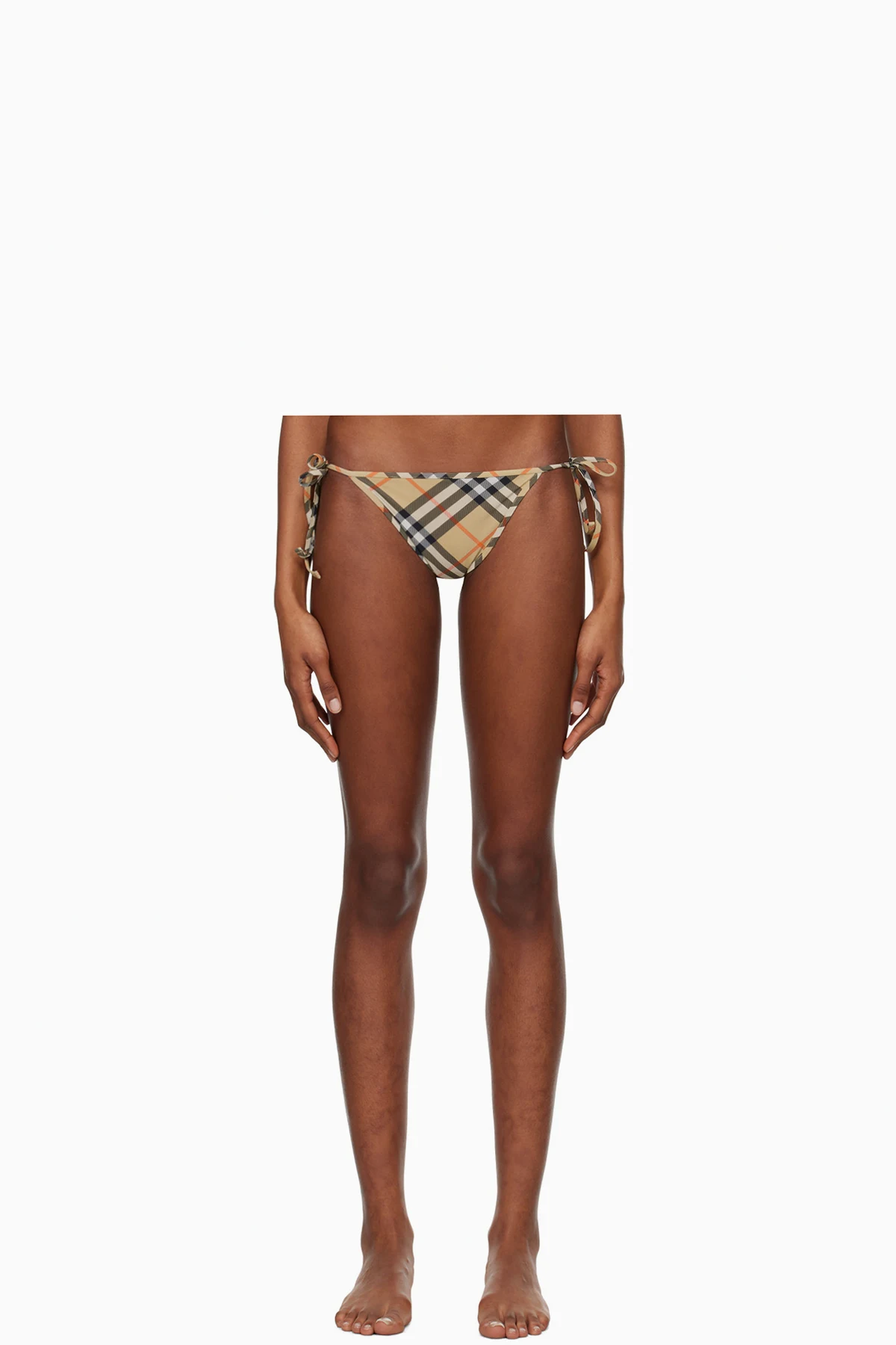 Beige Check Bikini Bottom