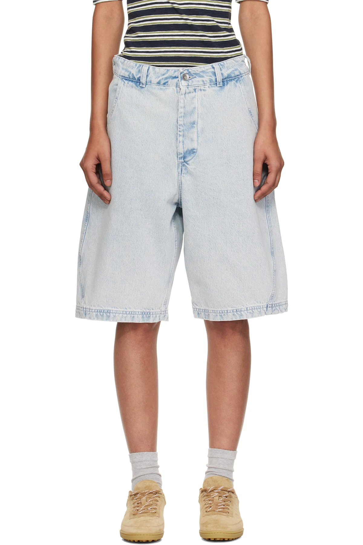 Blue Twisted Denim Shorts