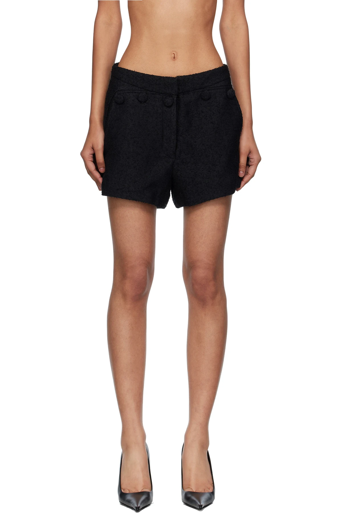 Black Button Point Shorts