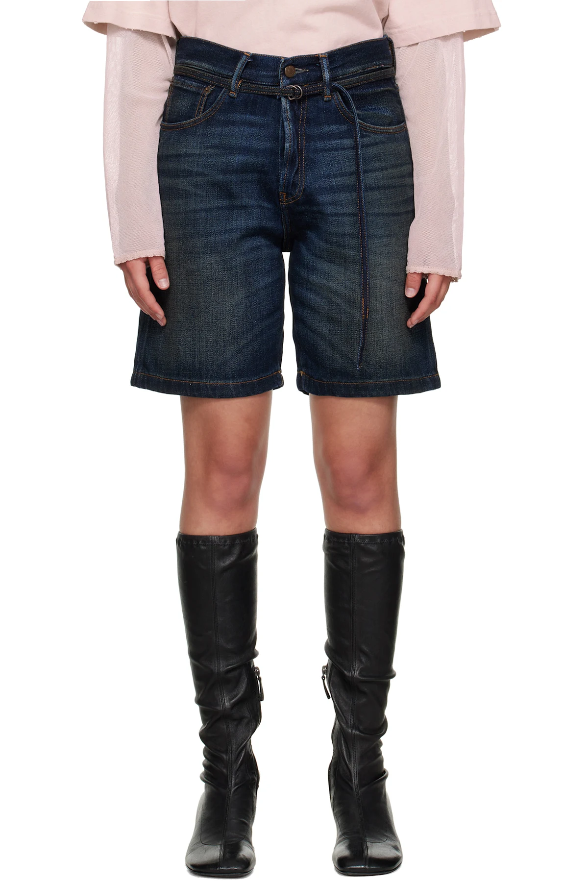 Navy Loose Fit Denim Shorts