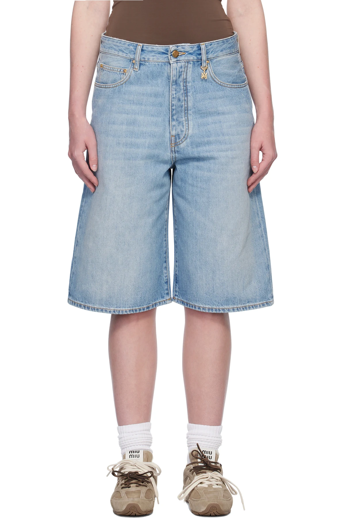 Blue Faded Denim Shorts