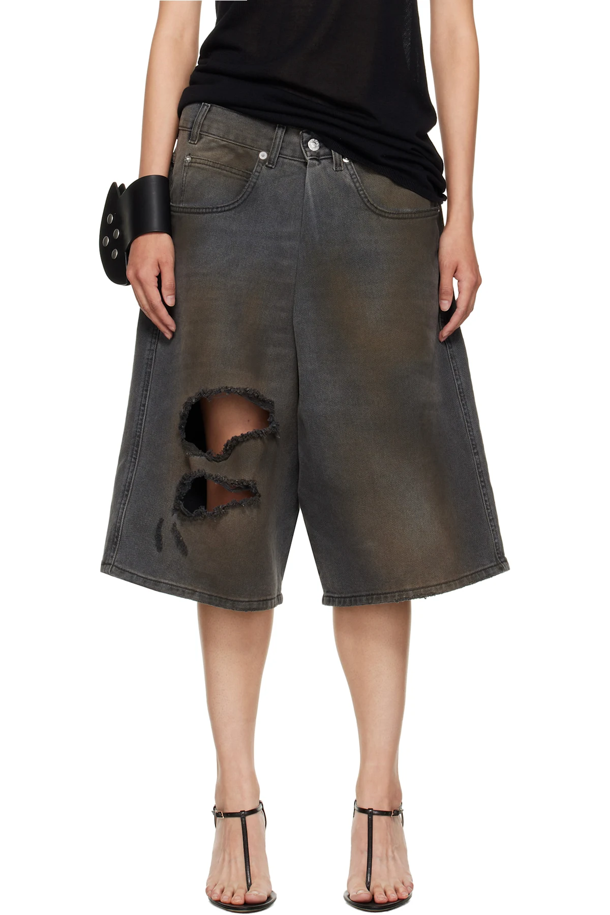 Gray Kriss Kross Denim Shorts