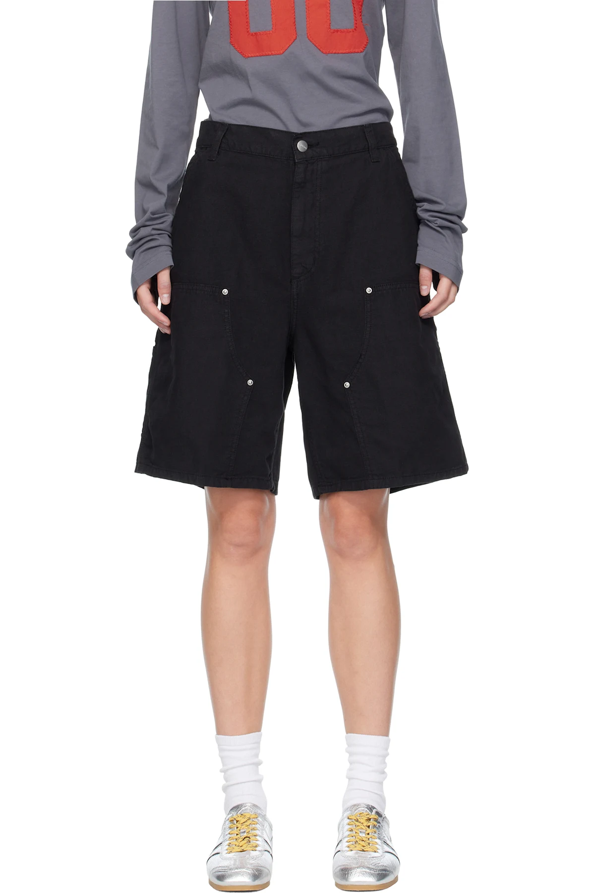 Black Branford Double Knee Shorts