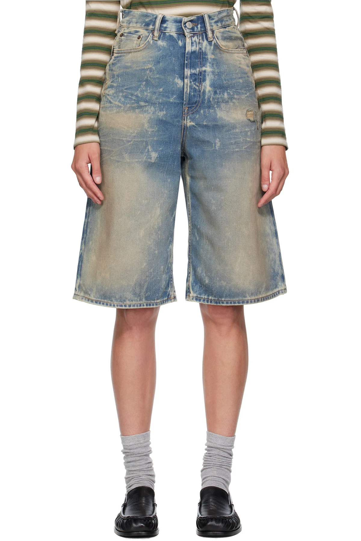 Blue Loose-Fit Denim Shorts