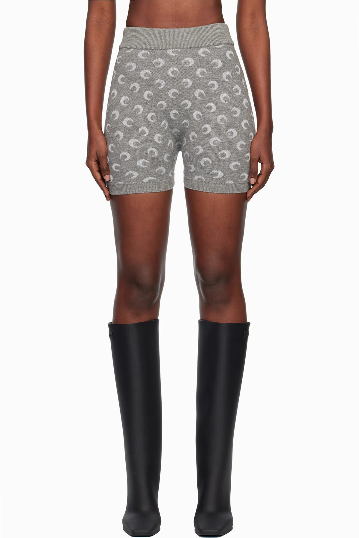 Gray Moon Jacquard Knit Shorts