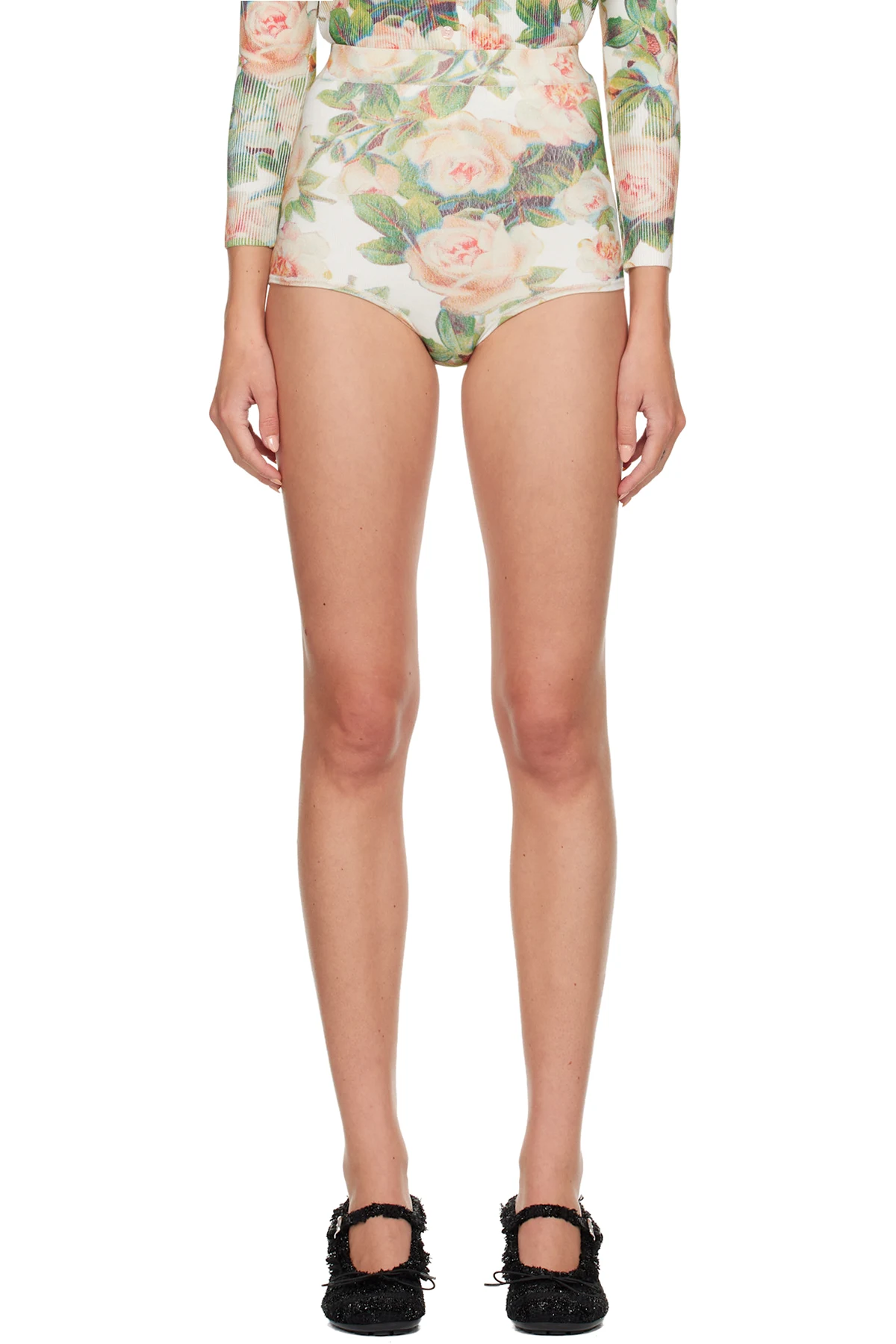 White Floral Knit Briefs