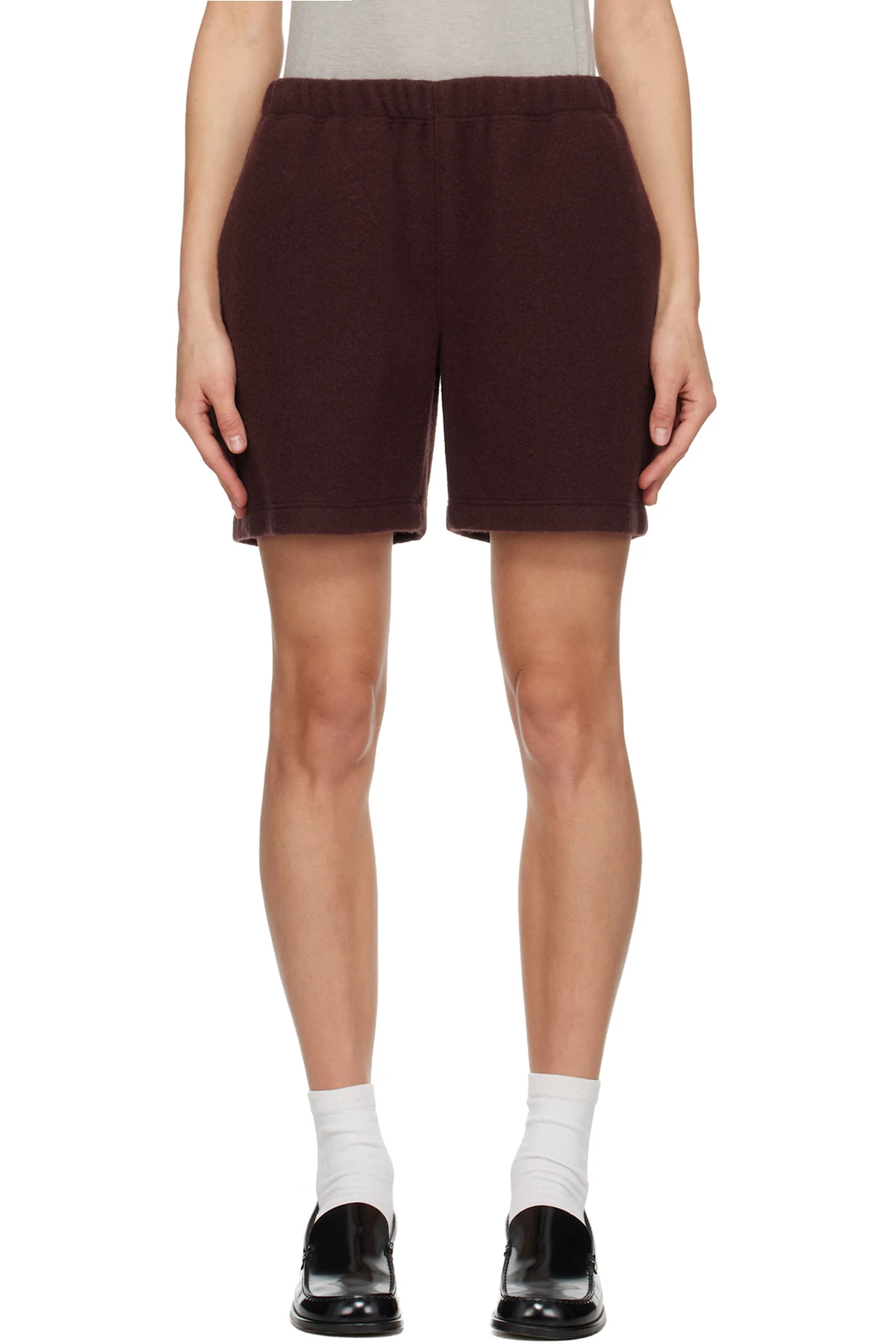 SSENSE Exclusive Burgundy Fleece Shorts