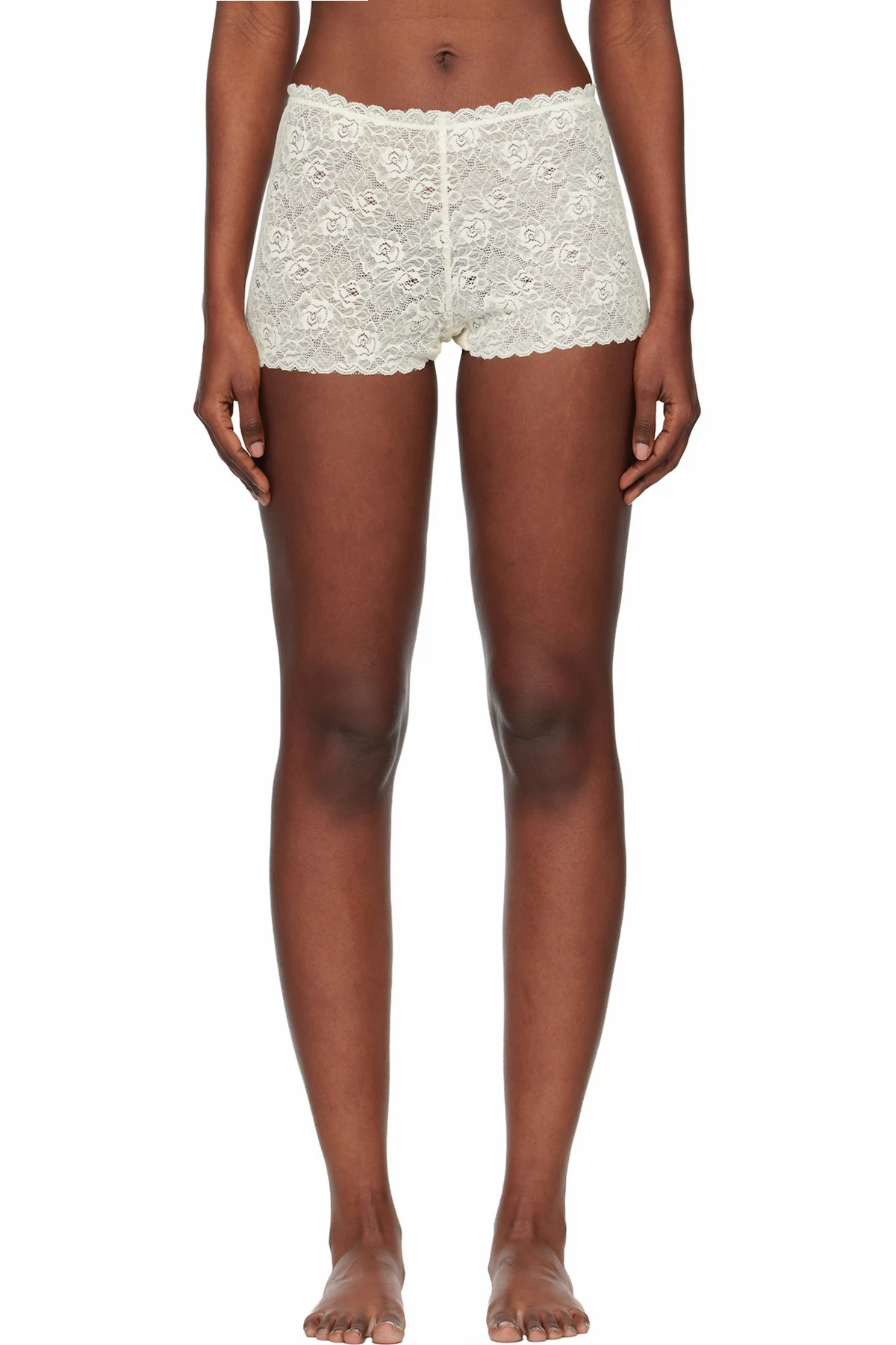 Off-White Meringue Lace Shortie Shorts