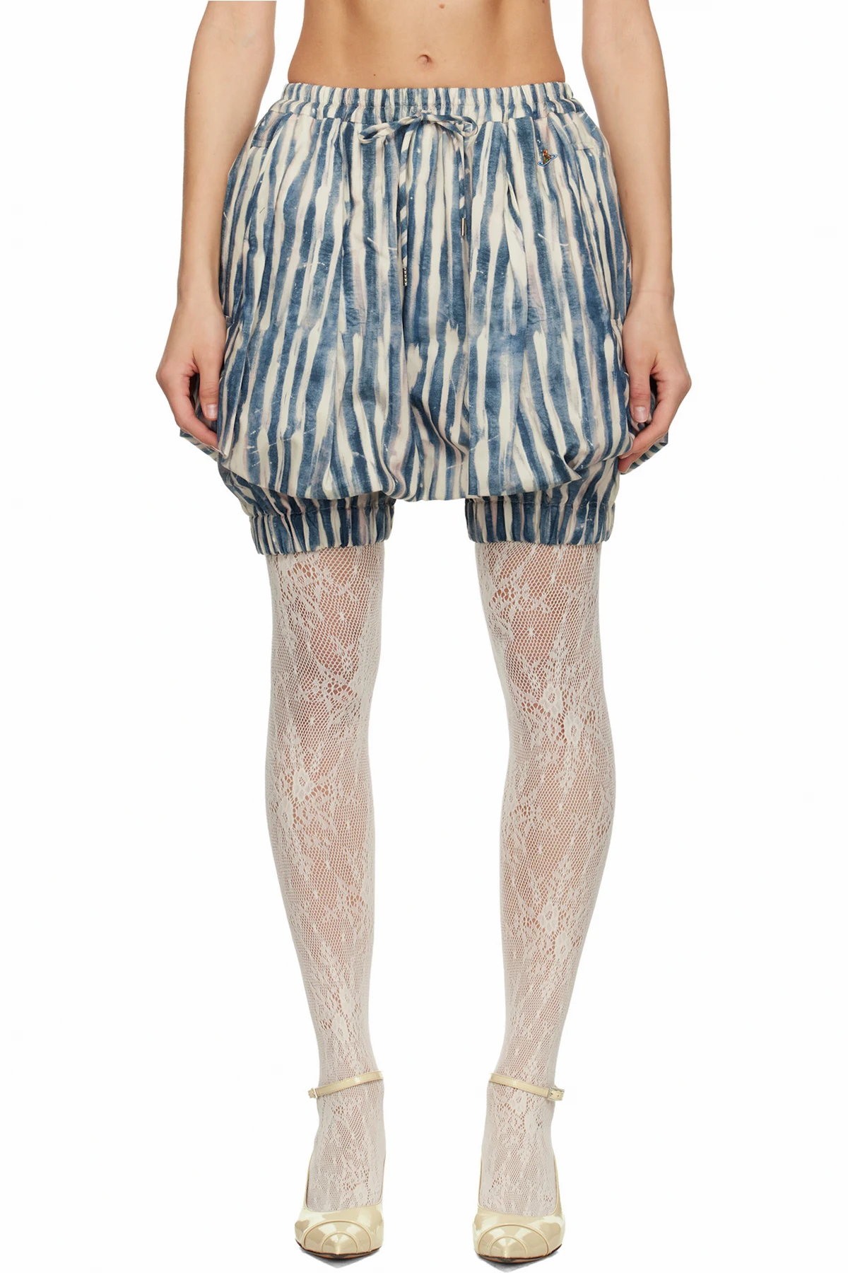 Blue & Off-White Bloomers Shorts